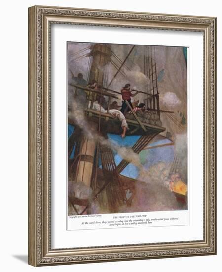 The Fight for the Foretop, 1928 (Colour Litho)-Newell Convers Wyeth-Framed Giclee Print