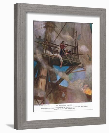 The Fight for the Foretop, 1928 (Colour Litho)-Newell Convers Wyeth-Framed Giclee Print