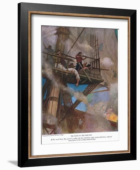 The Fight for the Foretop, 1928 (Colour Litho)-Newell Convers Wyeth-Framed Giclee Print