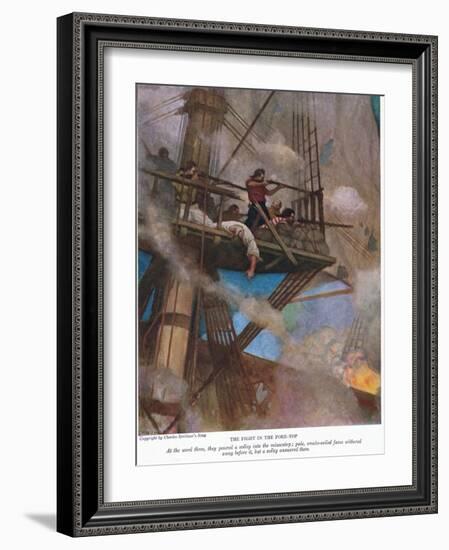 The Fight for the Foretop, 1928 (Colour Litho)-Newell Convers Wyeth-Framed Giclee Print