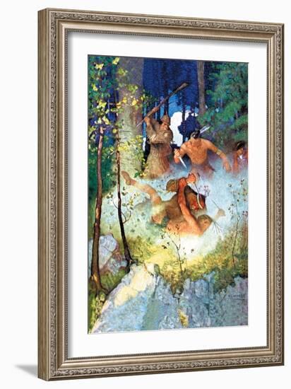 The Fight in the Forest-Newell Convers Wyeth-Framed Art Print