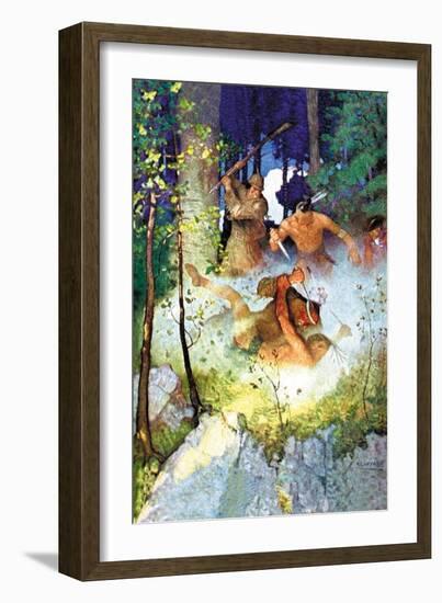 The Fight in the Forest-Newell Convers Wyeth-Framed Art Print