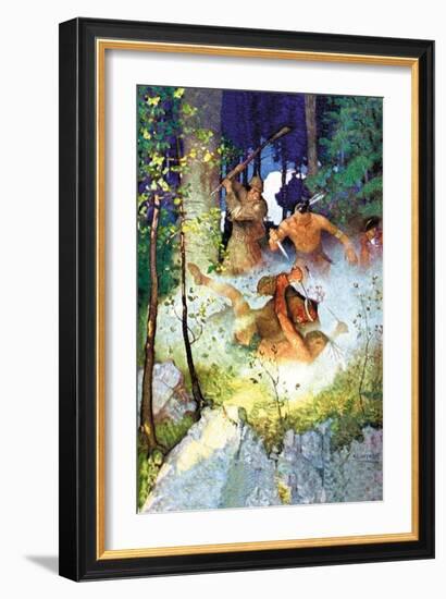 The Fight in the Forest-Newell Convers Wyeth-Framed Art Print