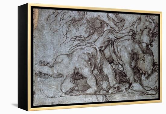 The Fighters, 16th Century-Taddeo Zuccaro-Framed Premier Image Canvas