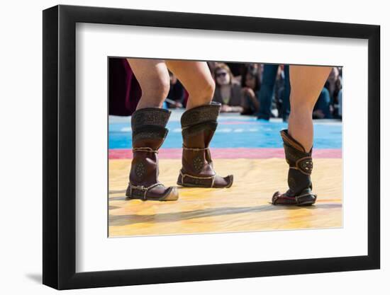 The Fighters in National Boots are Ready to Mongolian Wrestling.-Paha_L-Framed Photographic Print
