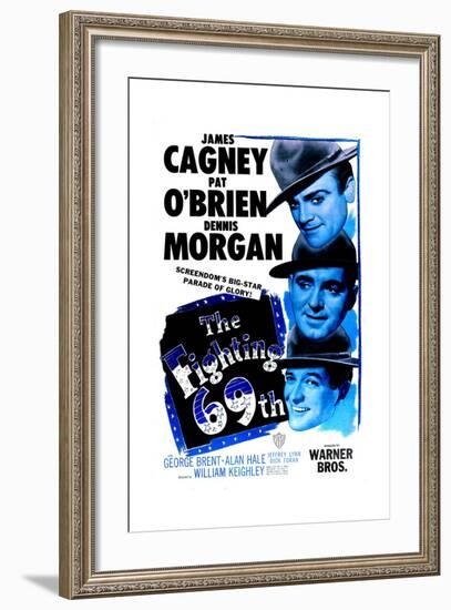 THE FIGHTING 69TH, US poster, from top: James Cagney, Pat O'Brien, George Brent, 1940-null-Framed Art Print