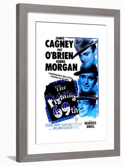 THE FIGHTING 69TH, US poster, from top: James Cagney, Pat O'Brien, George Brent, 1940-null-Framed Art Print