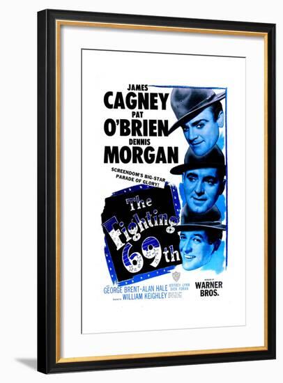 THE FIGHTING 69TH, US poster, from top: James Cagney, Pat O'Brien, George Brent, 1940-null-Framed Art Print