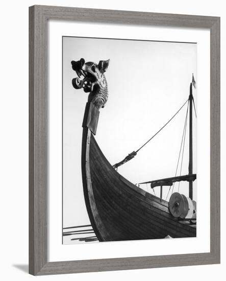 The Figurehead of the Viking Longship "Hugin" at Pegwell Bay Kent England-null-Framed Photographic Print