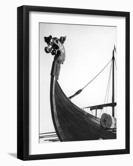 The Figurehead of the Viking Longship "Hugin" at Pegwell Bay Kent England-null-Framed Photographic Print