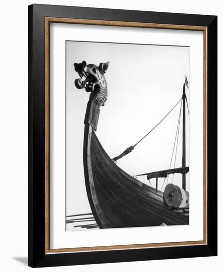 The Figurehead of the Viking Longship "Hugin" at Pegwell Bay Kent England-null-Framed Photographic Print