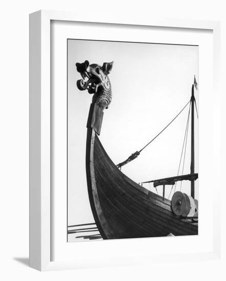 The Figurehead of the Viking Longship "Hugin" at Pegwell Bay Kent England-null-Framed Photographic Print