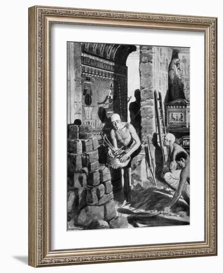 The Final Interior Decoration and Sealing of Tutankhamun's Tomb, Egypt, 1325 BC-Fortunino Matania-Framed Giclee Print