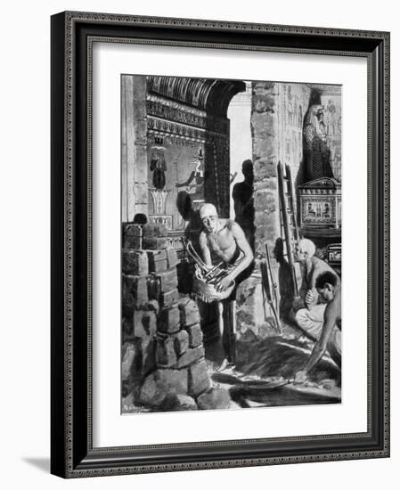 The Final Interior Decoration and Sealing of Tutankhamun's Tomb, Egypt, 1325 BC-Fortunino Matania-Framed Giclee Print