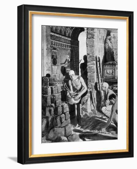 The Final Interior Decoration and Sealing of Tutankhamun's Tomb, Egypt, 1325 BC-Fortunino Matania-Framed Giclee Print