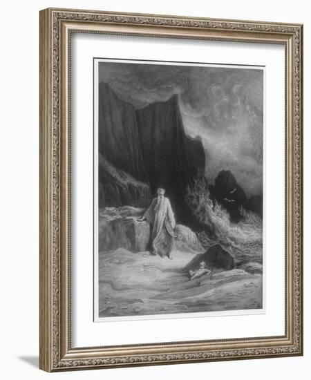 The Finding of King Arthur, Illustration from 'Idylls of the King' by Alfred Tennyson (Engraving)-Gustave Doré-Framed Giclee Print