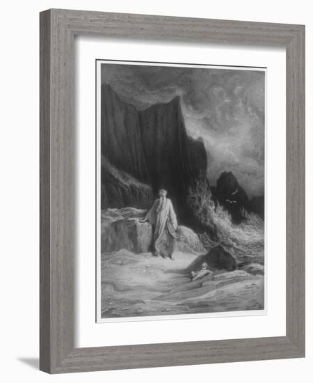 The Finding of King Arthur, Illustration from 'Idylls of the King' by Alfred Tennyson (Engraving)-Gustave Doré-Framed Giclee Print