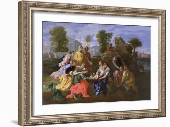 The Finding of Moses (Oil on Canvas)-Nicolas Poussin-Framed Giclee Print