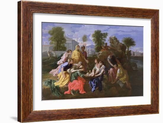 The Finding of Moses (Oil on Canvas)-Nicolas Poussin-Framed Giclee Print