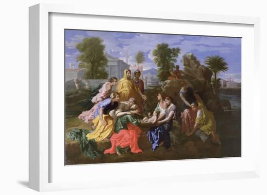 The Finding of Moses (Oil on Canvas)-Nicolas Poussin-Framed Giclee Print