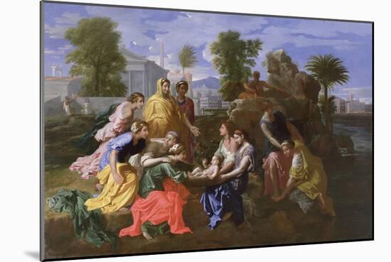 The Finding of Moses (Oil on Canvas)-Nicolas Poussin-Mounted Giclee Print