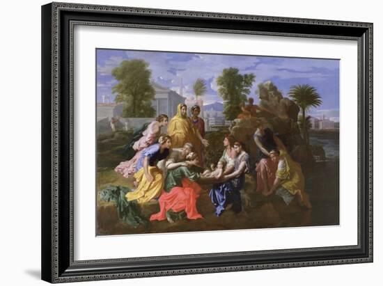 The Finding of Moses (Oil on Canvas)-Nicolas Poussin-Framed Giclee Print