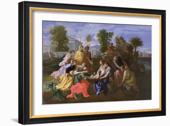 The Finding of Moses (Oil on Canvas)-Nicolas Poussin-Framed Giclee Print