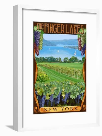 The Finger Lakes, New York - Vineyard Scene-Lantern Press-Framed Art Print