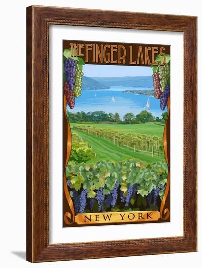 The Finger Lakes, New York - Vineyard Scene-Lantern Press-Framed Art Print