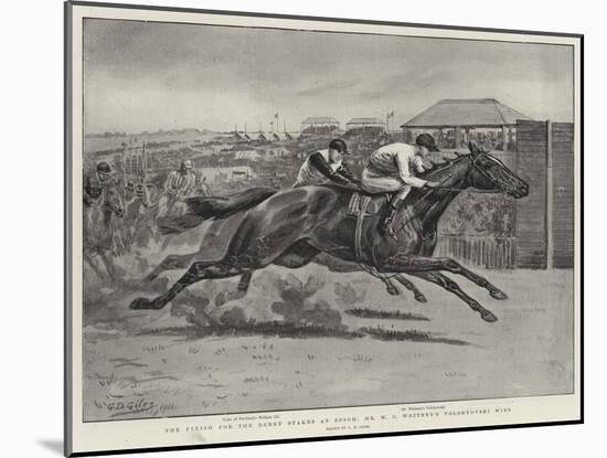 The Finish for the Derby Stakes at Epsom, Mr W C Whitney's Volodyovski Wins-Godfrey Douglas Giles-Mounted Giclee Print