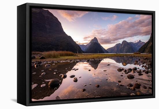 The Fiordland National Park is the Largest Park of New Zealand with Spectacular Ice Carved Fiords,-jon chica parada-Framed Premier Image Canvas