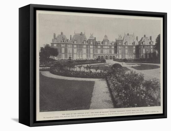 The Fire at the Chateau D'Eu, the Duke of Orleans' Historic Residence Viewed from the Park-null-Framed Premier Image Canvas