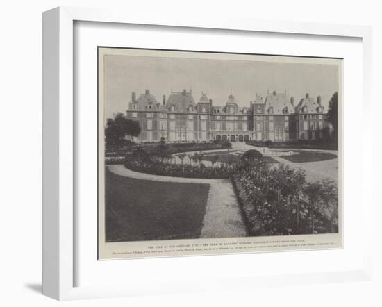 The Fire at the Chateau D'Eu, the Duke of Orleans' Historic Residence Viewed from the Park-null-Framed Giclee Print