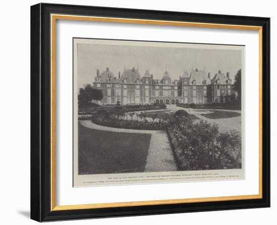 The Fire at the Chateau D'Eu, the Duke of Orleans' Historic Residence Viewed from the Park-null-Framed Giclee Print