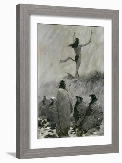 The Fire Eater Raised His Arms to the Thunder Bird, C.1900-Frederic Remington-Framed Giclee Print