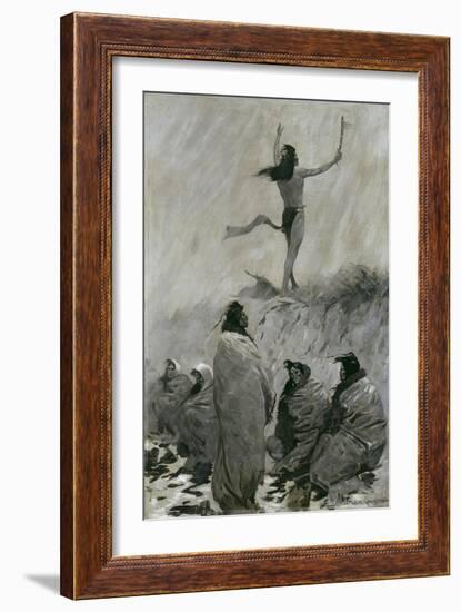 The Fire Eater Raised His Arms to the Thunder Bird, C.1900-Frederic Remington-Framed Giclee Print