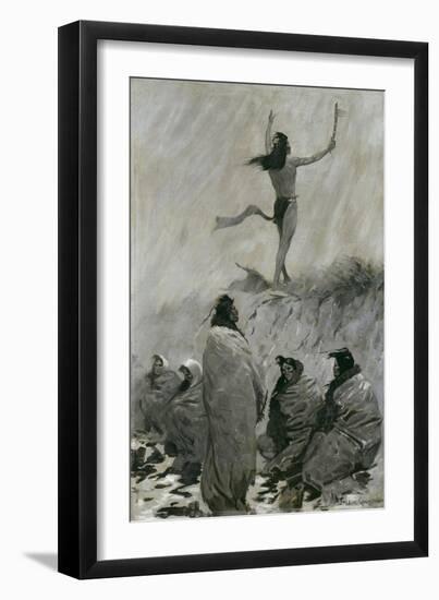 The Fire Eater Raised His Arms to the Thunder Bird, C.1900-Frederic Remington-Framed Giclee Print