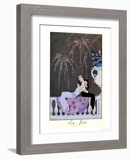 The Fire, Illustration for "Fetes Galantes" by Paul Verlaine 1924-Georges Barbier-Framed Giclee Print