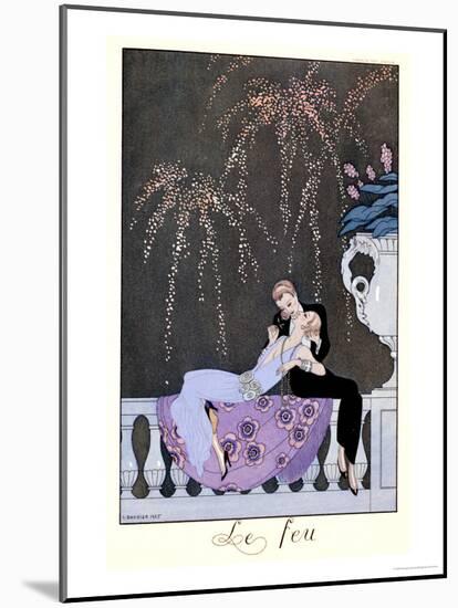 The Fire, Illustration for "Fetes Galantes" by Paul Verlaine 1924-Georges Barbier-Mounted Giclee Print