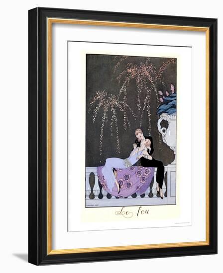 The Fire, Illustration for "Fetes Galantes" by Paul Verlaine 1924-Georges Barbier-Framed Giclee Print