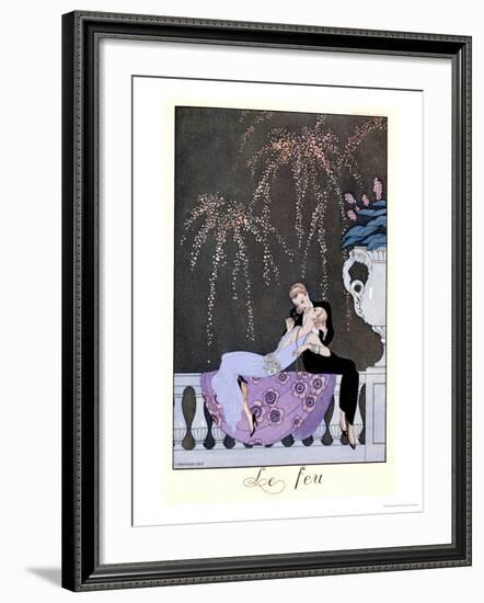 The Fire, Illustration for "Fetes Galantes" by Paul Verlaine 1924-Georges Barbier-Framed Giclee Print