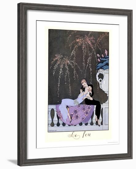 The Fire, Illustration for "Fetes Galantes" by Paul Verlaine 1924-Georges Barbier-Framed Giclee Print