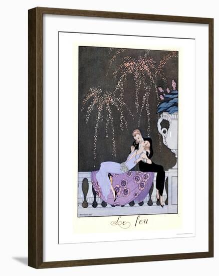 The Fire, Illustration for "Fetes Galantes" by Paul Verlaine 1924-Georges Barbier-Framed Giclee Print