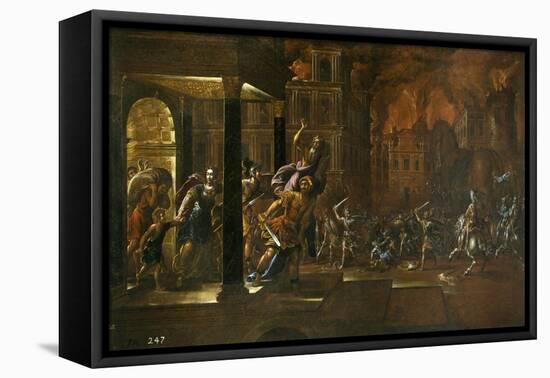 The Fire of Troy, Mid of 17th C-Juan de la Corte-Framed Premier Image Canvas