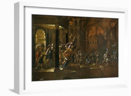 The Fire of Troy, Mid of 17th C-Juan de la Corte-Framed Giclee Print