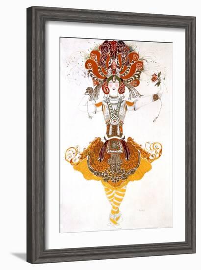 The Firebird, Costume Design for Tamara Karsavina in Stravinsky's Ballet the Firebird, 1910-Leon Bakst-Framed Giclee Print