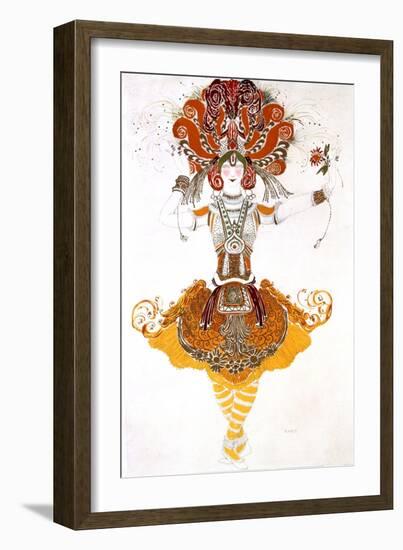 The Firebird, Costume Design for Tamara Karsavina in Stravinsky's Ballet the Firebird, 1910-Leon Bakst-Framed Giclee Print