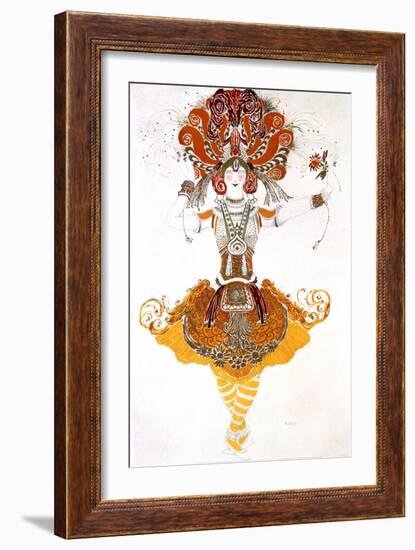 The Firebird, Costume Design for Tamara Karsavina in Stravinsky's Ballet the Firebird, 1910-Leon Bakst-Framed Giclee Print