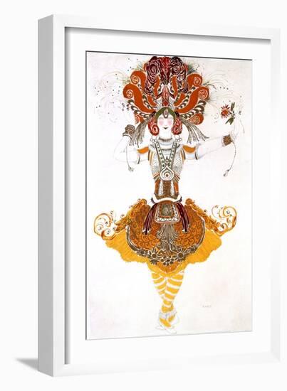 The Firebird, Costume Design for Tamara Karsavina in Stravinsky's Ballet the Firebird, 1910-Leon Bakst-Framed Giclee Print