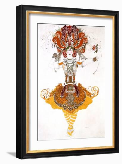 The Firebird, Costume Design for Tamara Karsavina in Stravinsky's Ballet the Firebird, 1910-Leon Bakst-Framed Giclee Print